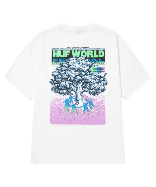 HUF（ハフ）の「WORLD FESTIVAL TEE（Tシャツ/カットソー・メンズ・ホワイト/ブラック・S/M/L/XL/XXL）」の3枚目の写真