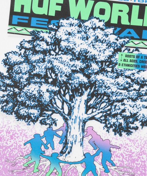 HUF（ハフ）の「WORLD FESTIVAL TEE（Tシャツ/カットソー・メンズ・ホワイト/ブラック・S/M/L/XL/XXL）」の13枚目の写真