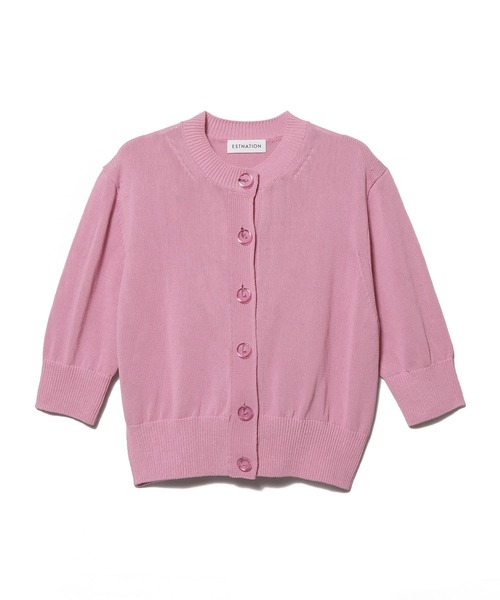 ESTNATION（エストネーション）の「ESTNATION / ペーパーヤーン クルーカーディガン（カーディガン/ボレロ・レディース・オフホワイト/ネイビー/ピンク・FREE）」の3枚目の写真
