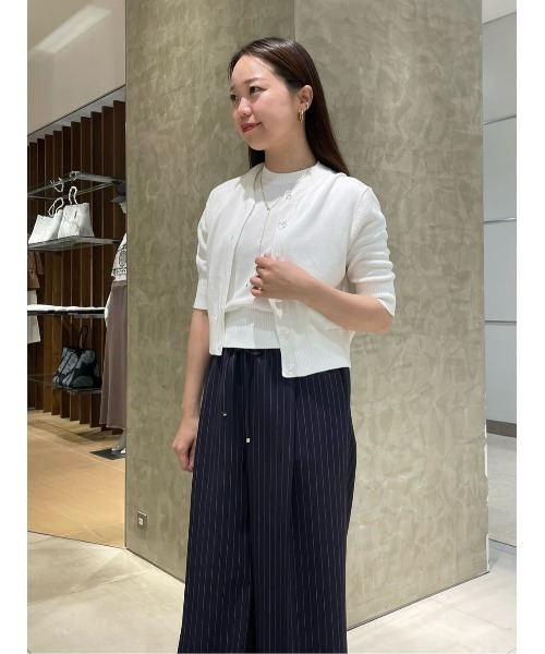 ESTNATION（エストネーション）の「ESTNATION / ペーパーヤーン クルーカーディガン（カーディガン/ボレロ・レディース・オフホワイト/ネイビー/ピンク・FREE）」の12枚目の写真