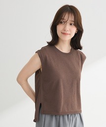 Petit fleur（プチフルール）の「・Petit Fleur ノースリリネンライクニット（タンクトップ）」