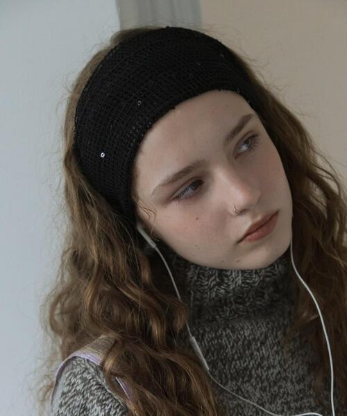 SMELLY（スメリー）の「スパンコールメッシュヘアターバン（ヘアバンド・レディース・ブラック・-）」の2枚目の写真