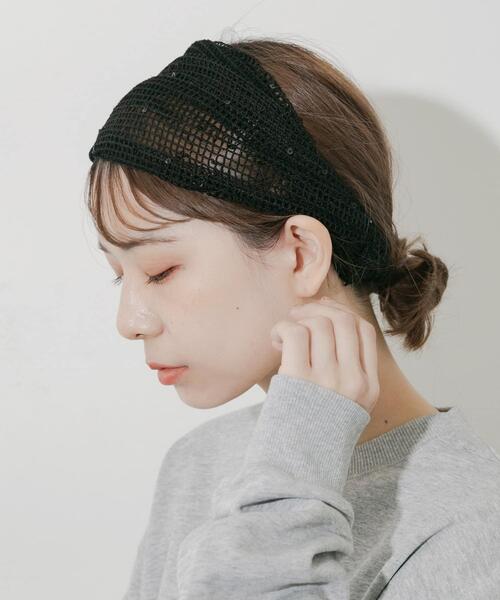 SMELLY（スメリー）の「スパンコールメッシュヘアターバン（ヘアバンド・レディース・ブラック・-）」の3枚目の写真
