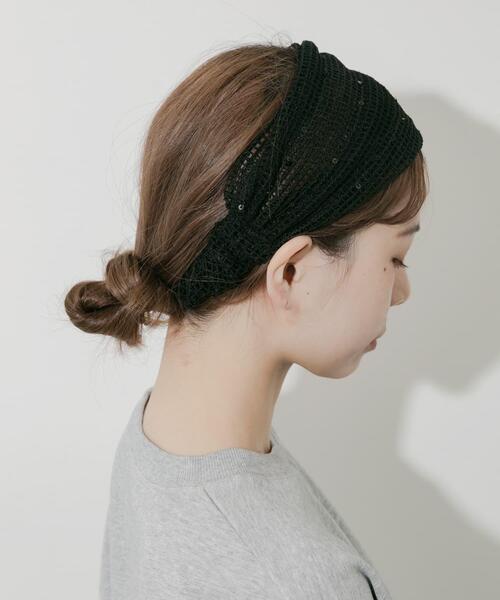 SMELLY（スメリー）の「スパンコールメッシュヘアターバン（ヘアバンド・レディース・ブラック・-）」の6枚目の写真