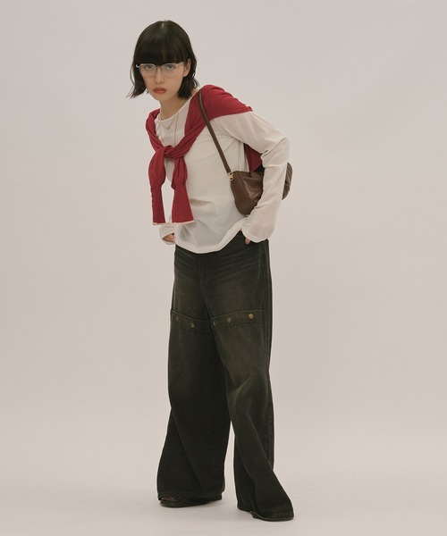 loin nuit(ロワンニュイ)の「sheer color scheme cardigan / シアーカラースキームカーディガン(カーディガン/ボレロ・レディース・レッド/ネイビー/グレー・FREE)」の8枚目の写真