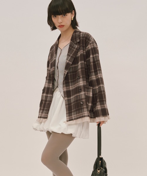 loin nuit(ロワンニュイ)の「sheer color scheme cardigan / シアーカラースキームカーディガン(カーディガン/ボレロ・レディース・レッド/ネイビー/グレー・FREE)」の13枚目の写真