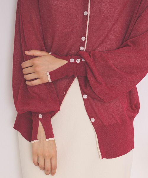 loin nuit(ロワンニュイ)の「sheer color scheme cardigan / シアーカラースキームカーディガン(カーディガン/ボレロ・レディース・レッド/ネイビー/グレー・FREE)」の18枚目の写真