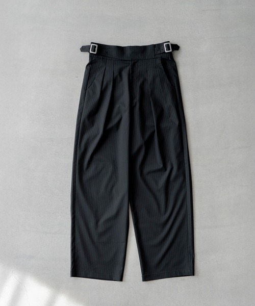 Chikashitsu + ストライプスラックス(最終値下) Chikashitsu +】stripe tuck slacks / 【チカシツプラス