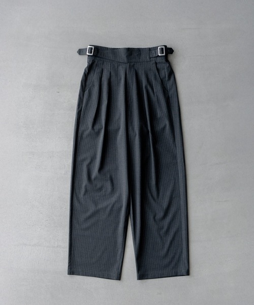 Chikashitsu + ストライプスラックス(最終値下) Chikashitsu +】stripe tuck slacks / 【チカシツプラス