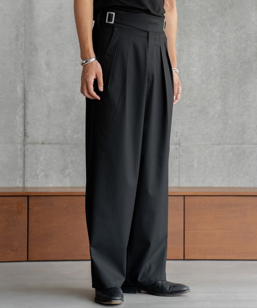 SINSS(シンス)の「Gurkha stripe slacks / グルカストライプスラックス(スラックス・メンズ・ブラック/チャコール・SMALL/MEDIUM/LARGE)」の4枚目の写真