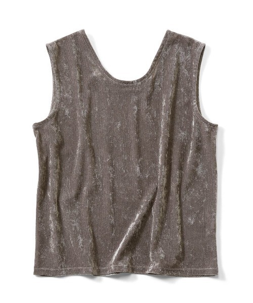 MEDE19F（メデジュウキュウ）の「ＢＲＡＮＤ　ＮＥＷ　ＭＩＸ　ＳＴＹＬＥ　シアーベロアの２ーＷＡＹノースリーブトップス（タンクトップ・レディース・グレー/アイボリー/グリーン・3L/LL/L/M/S）」の10枚目の写真