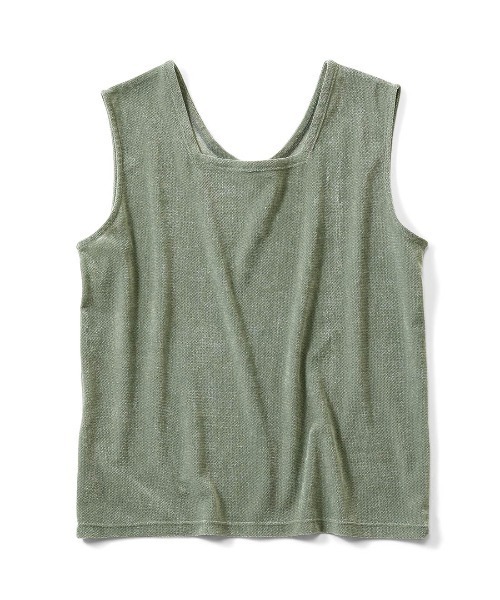 MEDE19F（メデジュウキュウ）の「ＢＲＡＮＤ　ＮＥＷ　ＭＩＸ　ＳＴＹＬＥ　シアーベロアの２ーＷＡＹノースリーブトップス（タンクトップ・レディース・グレー/アイボリー/グリーン・3L/LL/L/M/S）」の5枚目の写真