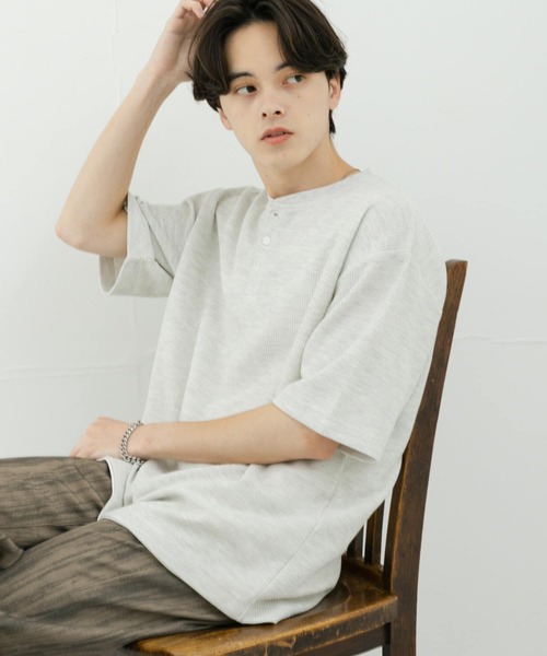 SENSE OF PLACE by URBAN RESEARCH（センスオブプレイスバイアーバンリサーチ）の「ヘンリーネックカノコプルオーバー（Tシャツ/カットソー・メンズ・ブラック/ホワイト/グレー・MEDIUM/LARGE）」の3枚目の写真