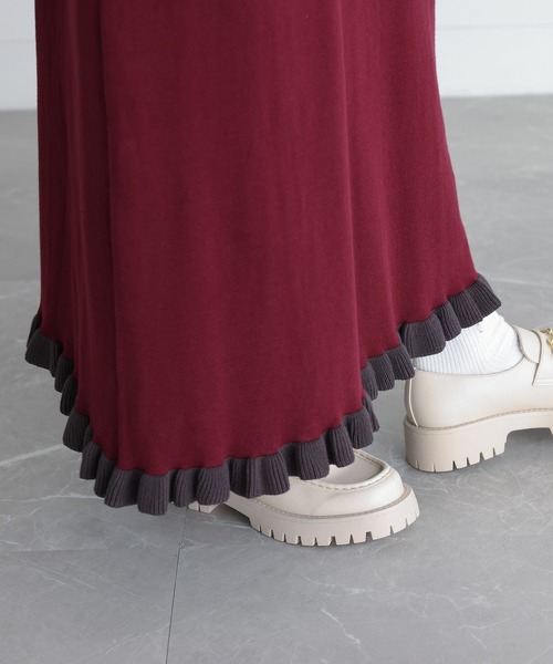 somari imagination（ソマリ イマジネーション）の「『配色ニットポロワンピース』（ワンピース・レディース・ブラック/ボルドー・1/2）」の5枚目の写真