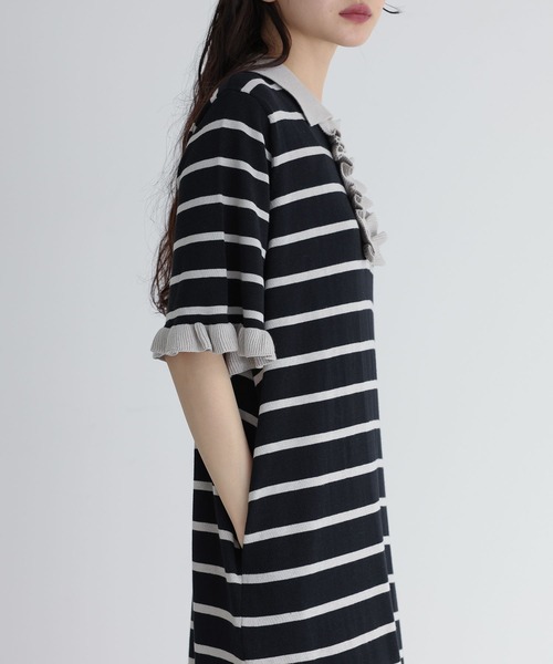 somari imagination（ソマリ イマジネーション）の「『配色ニットポロワンピース』（ワンピース・レディース・ブラック/ボルドー・1/2）」の10枚目の写真