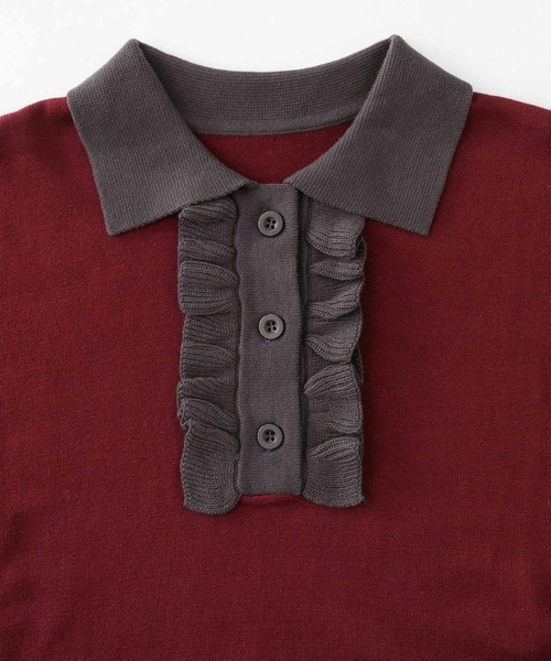 somari imagination（ソマリ イマジネーション）の「『配色ニットポロワンピース』（ワンピース・レディース・ブラック/ボルドー・1/2）」の20枚目の写真