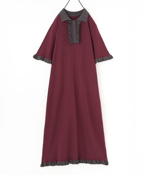 somari imagination（ソマリ イマジネーション）の「『配色ニットポロワンピース』（ワンピース・レディース・ブラック/ボルドー・1/2）」の21枚目の写真