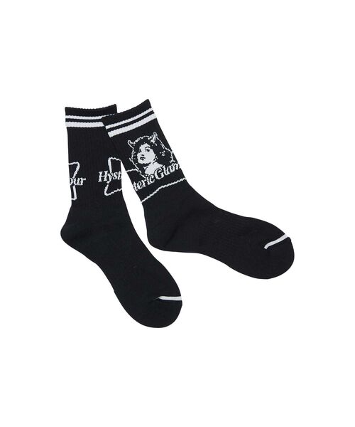 HYSTERIC GLAMOUR（ヒステリックグラマー）の「2TONE DEVIL WOMAN スポーツソックス（ソックス/靴下・メンズ・ホワイト/ブラック/レッド・FREE）」の6枚目の写真