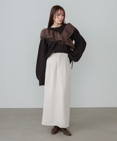 Bab（バブ）の「【S・Mサイズ展開】ツイルタイトロングスカート（スカート・レディース・ベージュ/ブラウン/アイボリー/ブラック・S/M）」の6枚目の写真