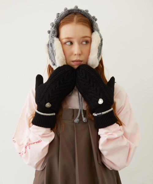 セール】HEART CABLE MITTENS（手袋）｜MILKFED.（ミルクフェド）の