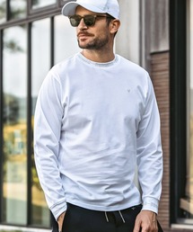 1PIU1UGUALE3 RELAX | 1PIU1UGUALE3 RELAX(ウノピゥウノウグァーレトレ リラックス)ネックライン ダブルロゴ スマートシルエット シルケット生地 長袖Tシャツ ロングTシャツ(Tシャツ/カットソー)