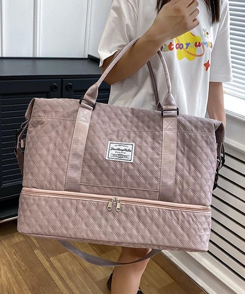 VIBGYOR（ヴィブジョー）の「LESRIRE/キルティングトラベルバッグ L9215（ボストンバッグ・レディース・ブラック/ピンクベージュ/グリーン/ピンク/ホワイト・FREE）」の5枚目の写真