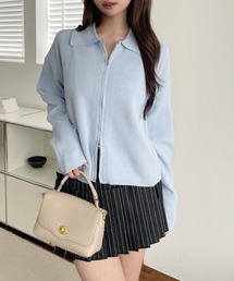 TREOVER（トレオーバー）の「【軽くて使いやすい♪】ダブルジップポロニットカーディガン（ニット/セーター・レディース）」