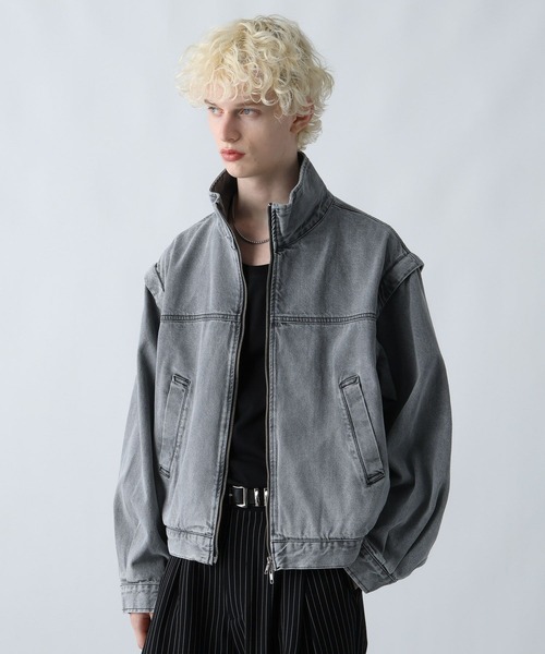 セール】【SET UP対応】2WAYデニムスタンドブルゾン(HARE)（ブルゾン