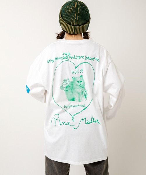 RNA(アールエヌエー)の「M2520 CATハートブリントロンT(Tシャツ/カットソー・レディース・ホワイト/ホワイト系その他/ブルー・MEDIUM)」の12枚目の写真