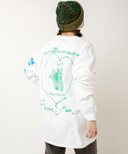 RNA(アールエヌエー)の「M2520 CATハートブリントロンT(Tシャツ/カットソー・レディース・ホワイト/ホワイト系その他/ブルー・MEDIUM)」の11枚目の写真