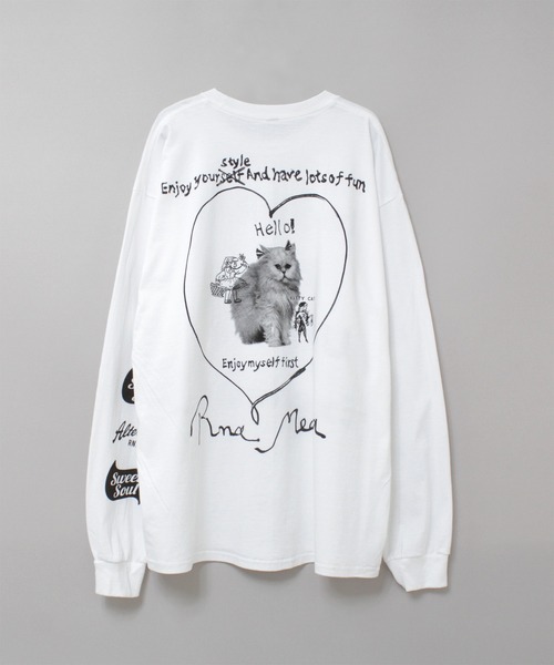 RNA(アールエヌエー)の「M2520 CATハートブリントロンT(Tシャツ/カットソー・レディース・ホワイト/ホワイト系その他/ブルー・MEDIUM)」の7枚目の写真