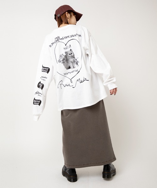 RNA(アールエヌエー)の「M2520 CATハートブリントロンT(Tシャツ/カットソー・レディース・ホワイト/ホワイト系その他/ブルー・MEDIUM)」の18枚目の写真