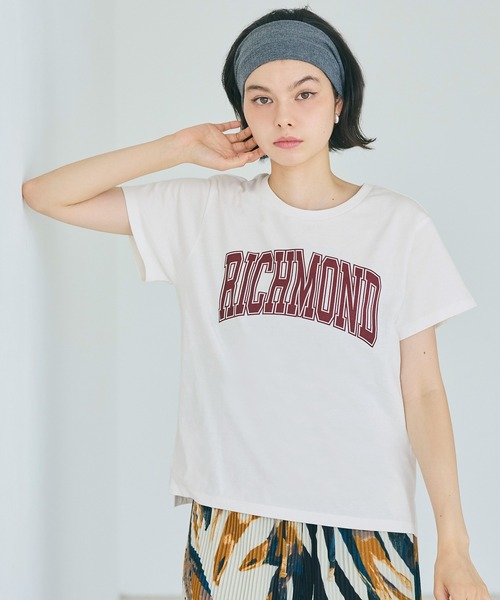 coca(coca)(コカ)の「サイドスリットプリントTシャツ(Tシャツ/カットソー・レディース・ワイン/ネイビー/ブラウン/ホワイト・S/M/L)」の16枚目の写真