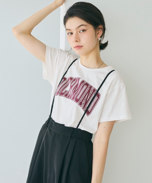 coca(coca)(コカ)の「サイドスリットプリントTシャツ(Tシャツ/カットソー・レディース・ワイン/ネイビー/ブラウン/ホワイト・S/M/L)」の18枚目の写真