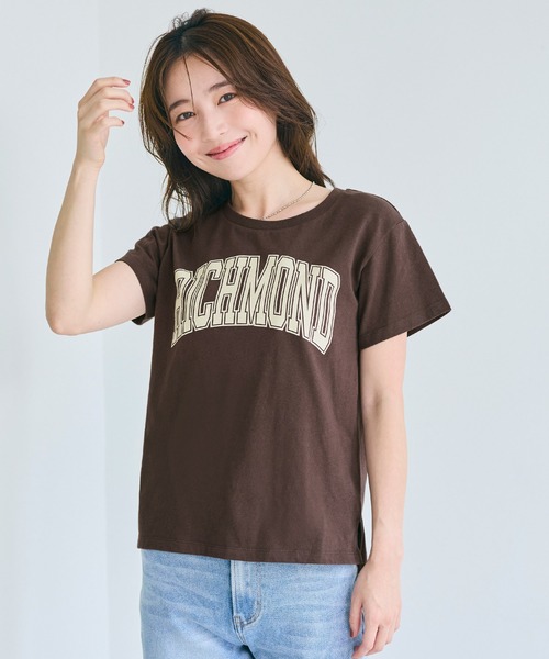 coca(coca)(コカ)の「サイドスリットプリントTシャツ(Tシャツ/カットソー・レディース・ワイン/ネイビー/ブラウン/ホワイト・S/M/L)」の20枚目の写真