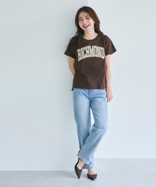 coca(coca)(コカ)の「サイドスリットプリントTシャツ(Tシャツ/カットソー・レディース・ワイン/ネイビー/ブラウン/ホワイト・S/M/L)」の21枚目の写真