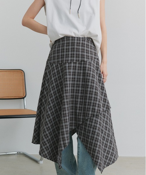 ad thie（アドティエ）の「イレヘムデザイン チェックスカート（スカート・レディース・ブラック/ネイビー・FREE）」の21枚目の写真