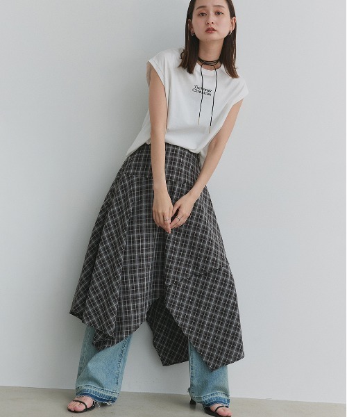 ad thie（アドティエ）の「イレヘムデザイン チェックスカート（スカート・レディース・ブラック/ネイビー・FREE）」の22枚目の写真