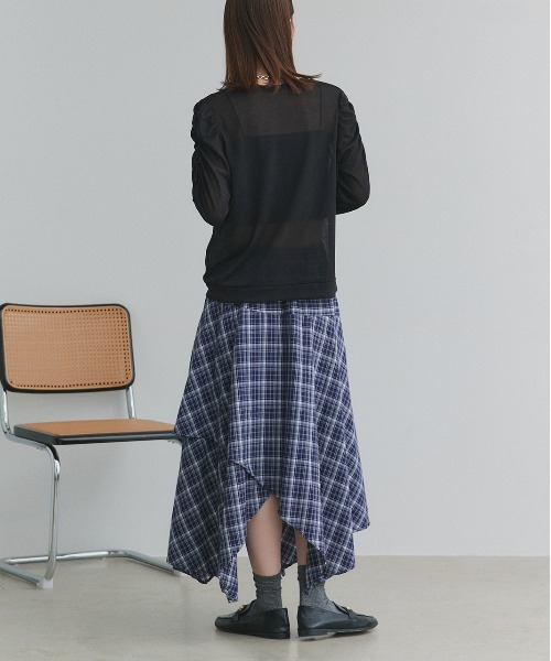 ad thie（アドティエ）の「イレヘムデザイン チェックスカート（スカート・レディース・ブラック/ネイビー・FREE）」の16枚目の写真