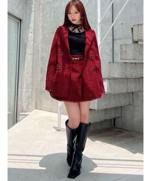 フリンジツイードミニスカート【セットアップ着用可能
