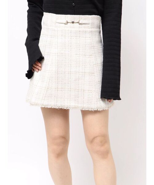RESEXXY（リゼクシー）の「フリンジツイードミニスカート【セットアップ着用可能】（スカート・レディース・ブルー/アイボリー/レッド・FREE）」の7枚目の写真