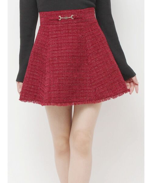 RESEXXY（リゼクシー）の「フリンジツイードミニスカート【セットアップ着用可能】（スカート・レディース・ブルー/アイボリー/レッド・FREE）」の9枚目の写真