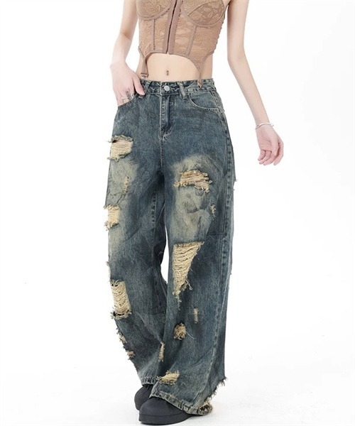 Dream garden(ドリームガーデン)の「汚れ加工ダメージデニムパンツ(デニムパンツ・レディース・ブルー・XS/2XL/4XL/XL/3XL/S/M/L)」の8枚目の写真