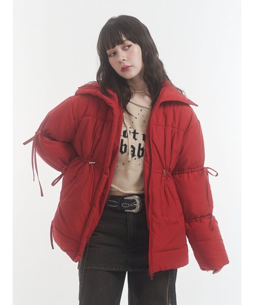 ウエストマークミドルパッファーコート リボン（ダウンジャケット