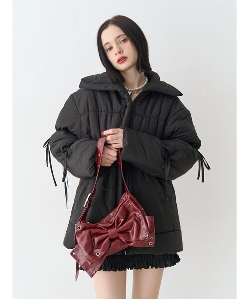 ウエストマークミドルパッファーコート リボン（ダウンジャケット