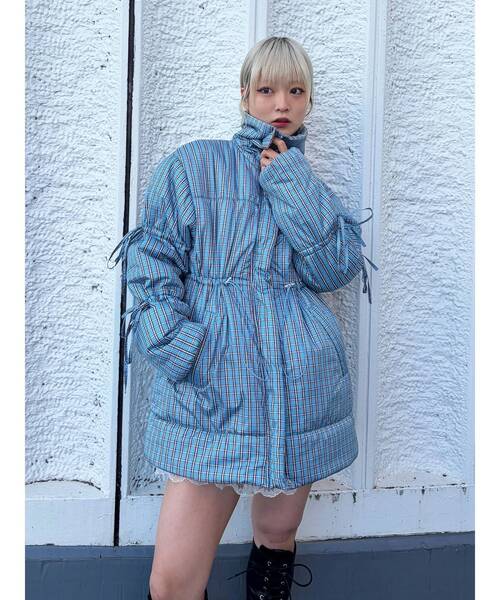 セール】ウエストマークミドルパッファーコート リボン（ダウン