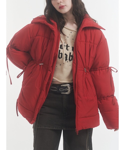 ウエストマークミドルパッファーコート リボン（ダウンジャケット