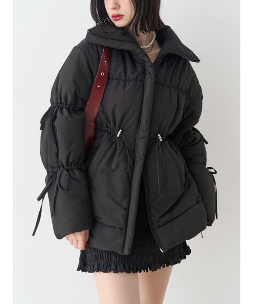 ウエストマークミドルパッファーコート リボン（ダウンジャケット