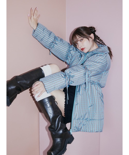 ウエストマークミドルパッファーコート リボン（ダウンジャケット