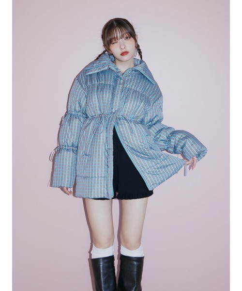 ウエストマークミドルパッファーコート リボン（ダウンジャケット